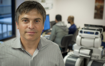 Dan Popa with the Adaptive Robotic Nursing Assistant